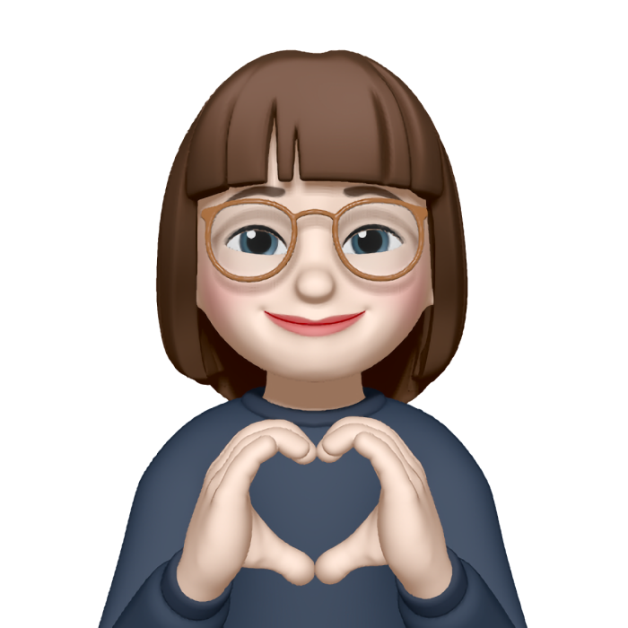 Memoji of Katharina Clasen forming a heart with her hands.