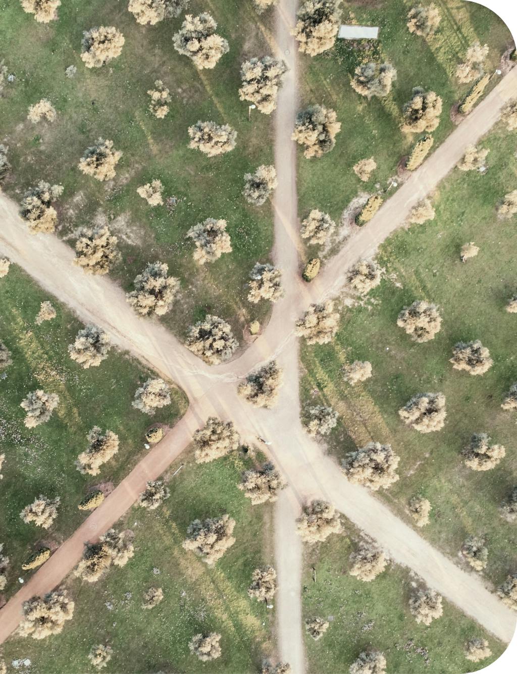 Image of some crossroads from the top.