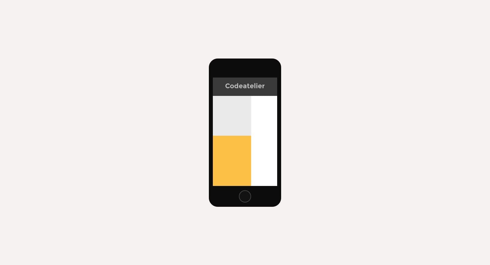 Minimalistic illustration of the Codeatelier Website in a smartphone mockup