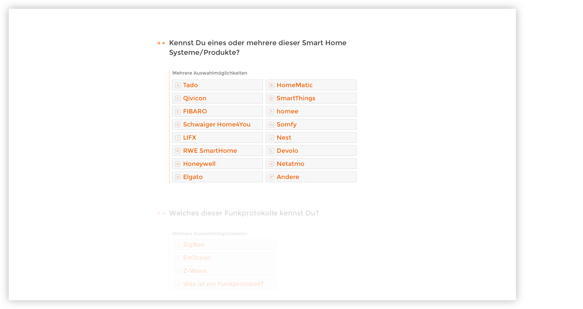 Screenshot des Typeform Fragebogens