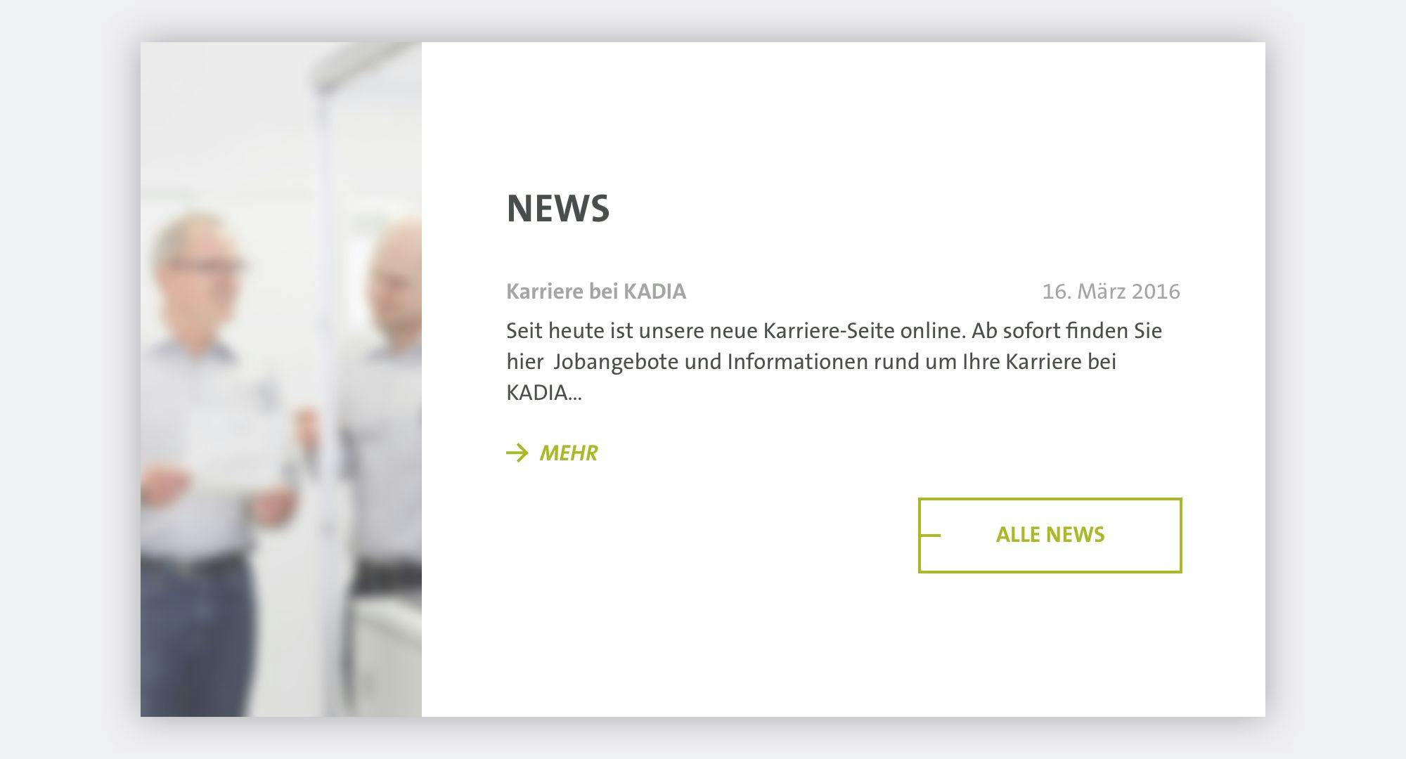 News card component for the KADIA website