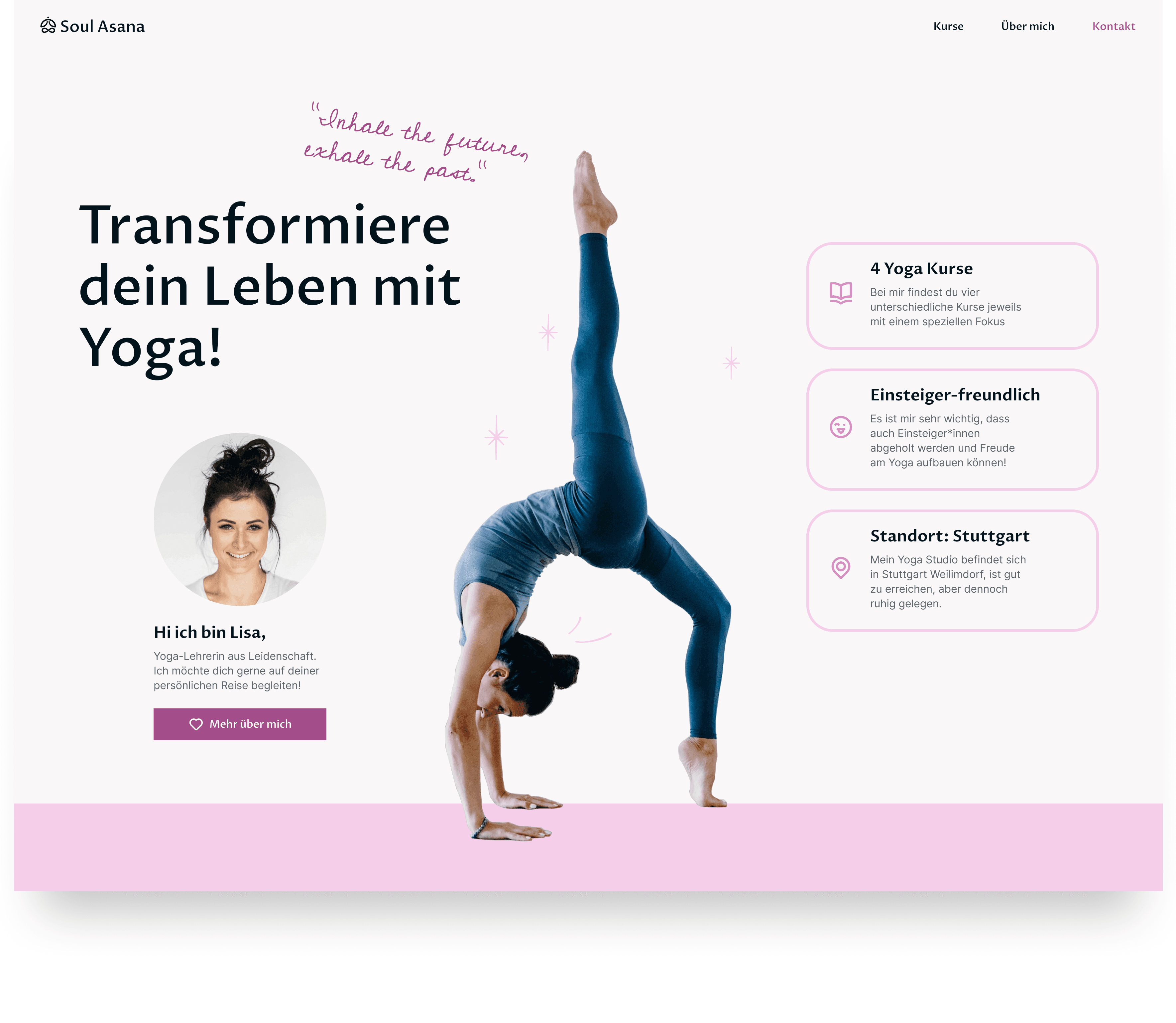 One of the drafts for a yoga studio homepage